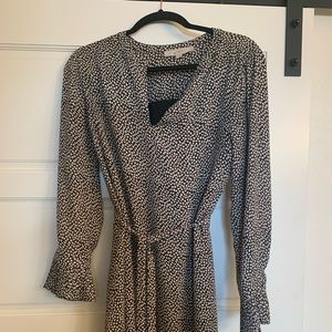 Ann Taylor Loft black floral work tunic dress